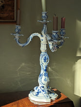 Load image into Gallery viewer, blue and white candleabra
