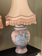 Load image into Gallery viewer, pair of pink floral ginger jar lamps
