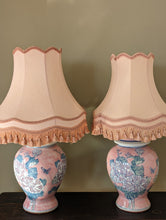Load image into Gallery viewer, pair of pink floral ginger jar lamps
