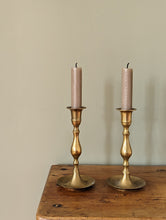 Load image into Gallery viewer, Pair of Antique Brass Candlestick Holders
