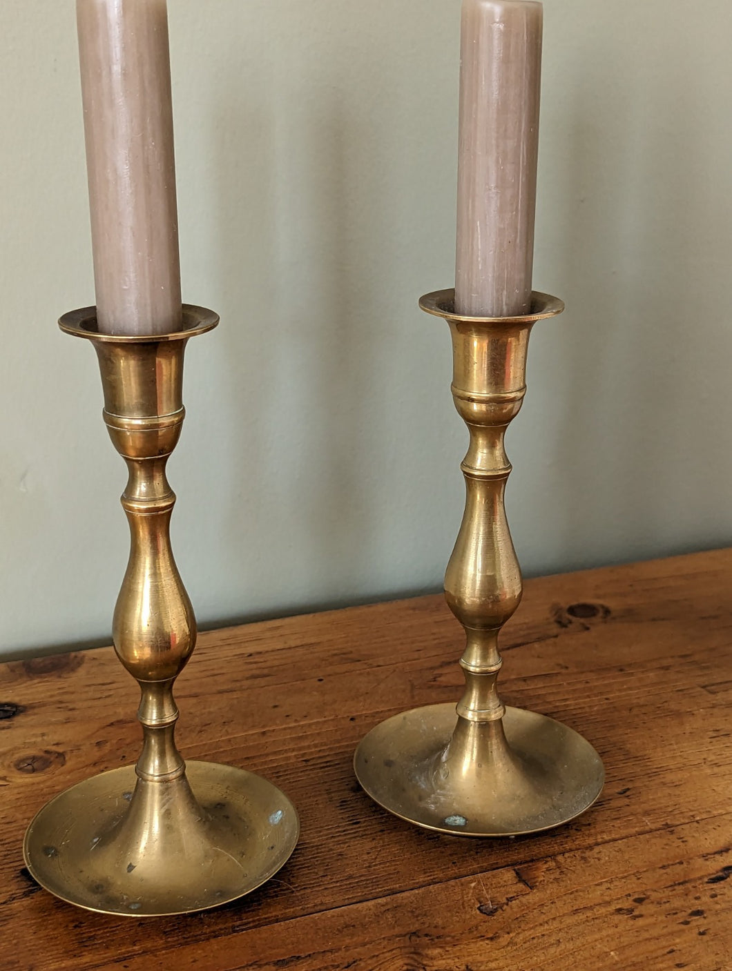 Pair of Antique Brass Candlestick Holders
