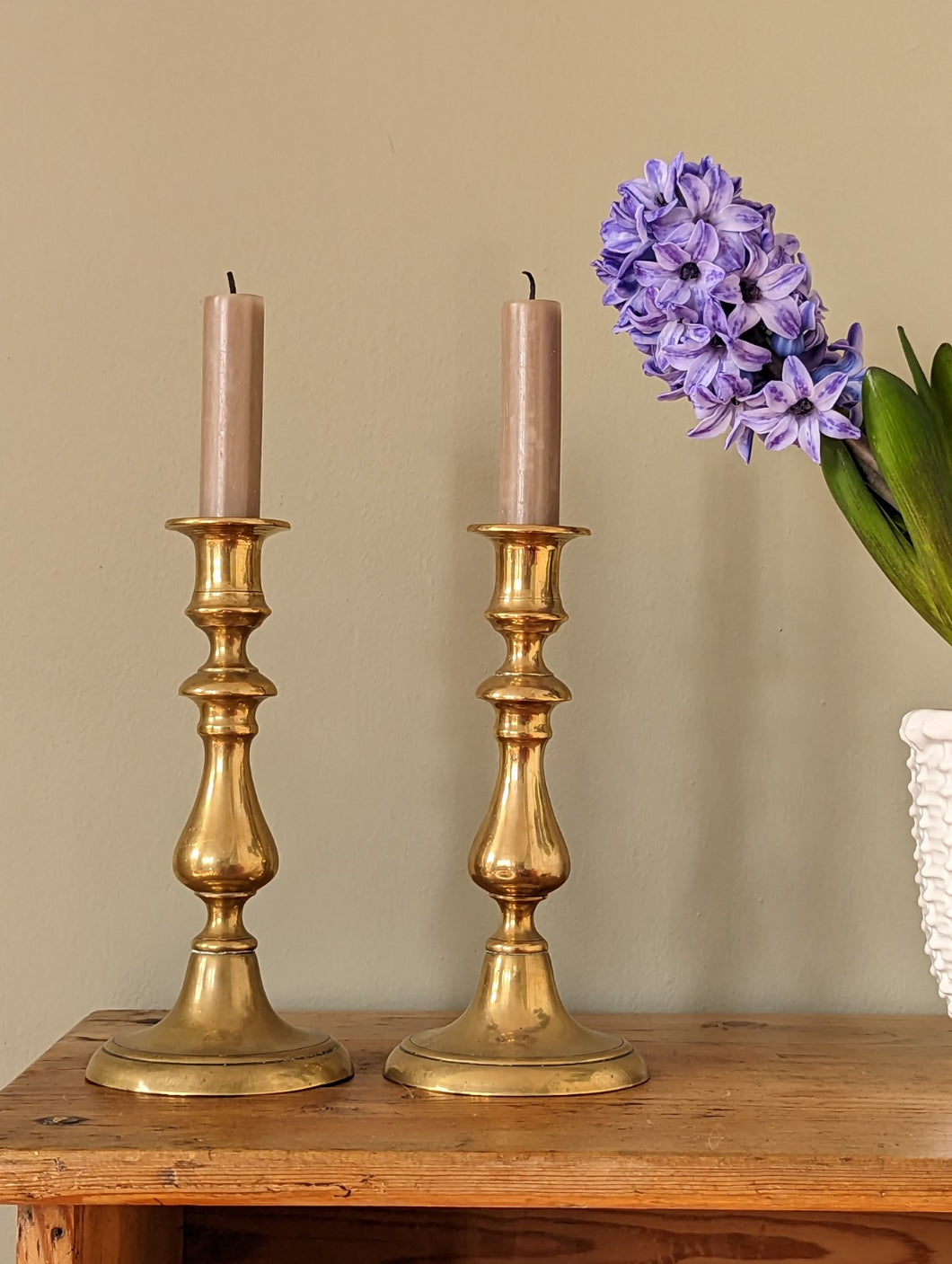Pair of Antique Brass Candlestick Holder