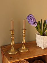 Load image into Gallery viewer, Pair of Antique Brass Candlestick Holder
