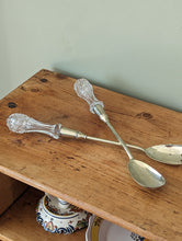 Load image into Gallery viewer, Crystal and Silver Salad Servers
