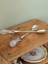 Load image into Gallery viewer, Crystal and Silver Salad Servers
