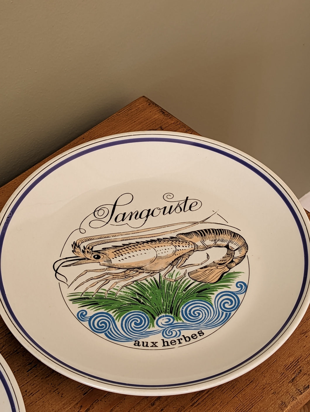 Pair of Vintage French Seafood Plates