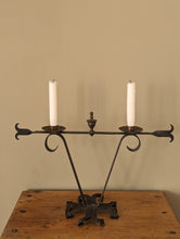 Load image into Gallery viewer, Antique French Black Metal Candlestick Holder
