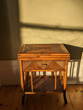 Load image into Gallery viewer, vintage bamboo bedside table
