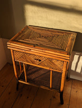 Load image into Gallery viewer, vintage bamboo bedside table
