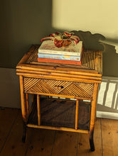 Load image into Gallery viewer, vintage bamboo bedside table
