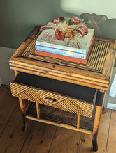 Load image into Gallery viewer, vintage bamboo bedside table
