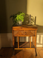 Load image into Gallery viewer, vintage bamboo bedside table
