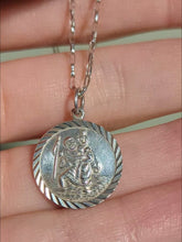 Load and play video in Gallery viewer, Vintage Silver St Christopher Pendant Necklace
