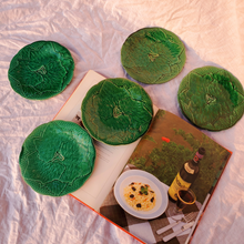 Load image into Gallery viewer, Set of five french majolica green leaf plates
