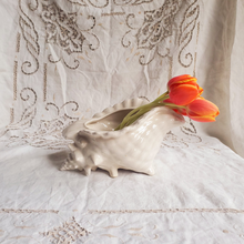 Load image into Gallery viewer, Vintage white ceramic conch shell planter
