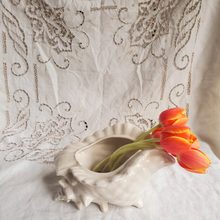 Load image into Gallery viewer, Vintage white ceramic conch shell planter
