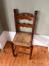 Load image into Gallery viewer, Set of Four Ladder Back Rush Country Dining Room Chairs
