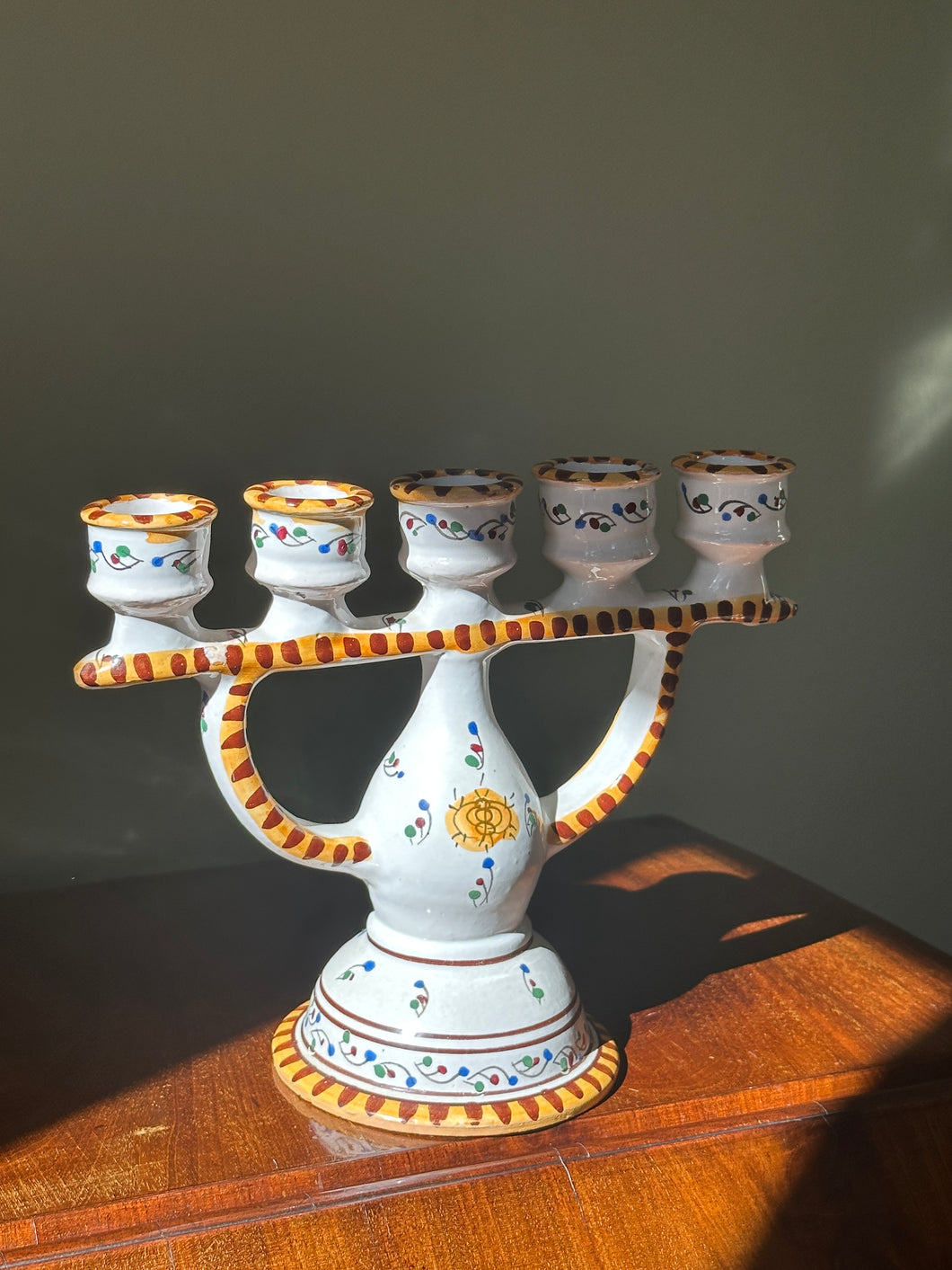 Italian Hand Painted Ceramic candelabra