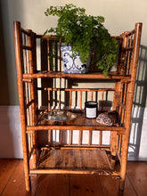 Load image into Gallery viewer, Bohemian Mid-Century Modern Handcrafted Bamboo &amp; Cane 3-Tier Folding Shelves
