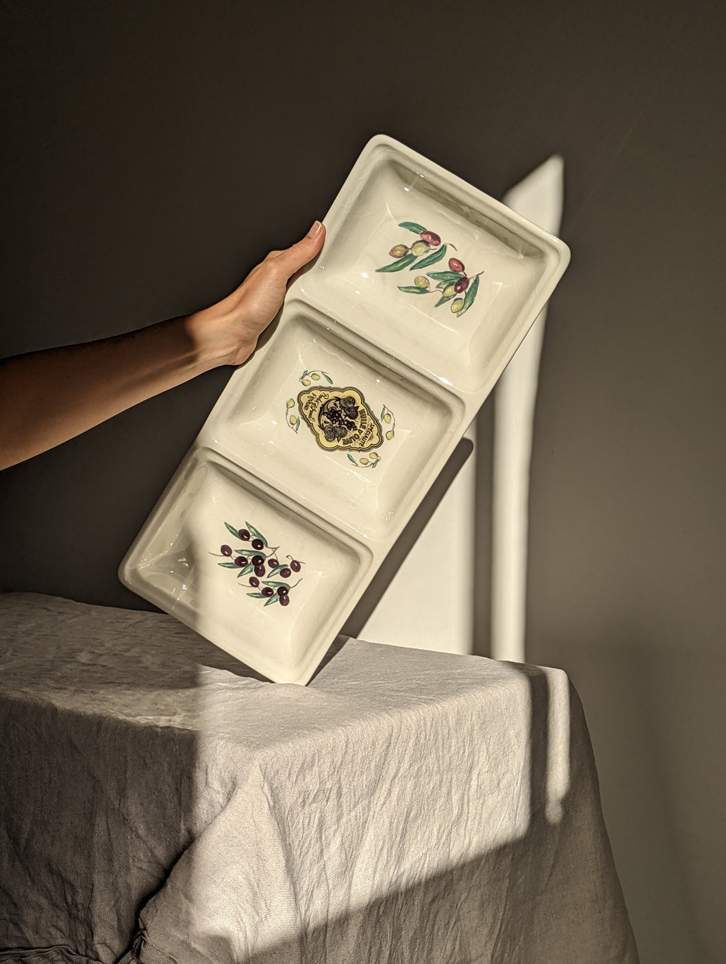 Ceramic Olive Motif Serving Dish