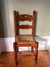 Load image into Gallery viewer, Set of Four Ladder Back Rush Country Dining Room Chairs
