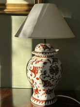 Load image into Gallery viewer, Brown and White Floral Ceramic Italian Lamp

