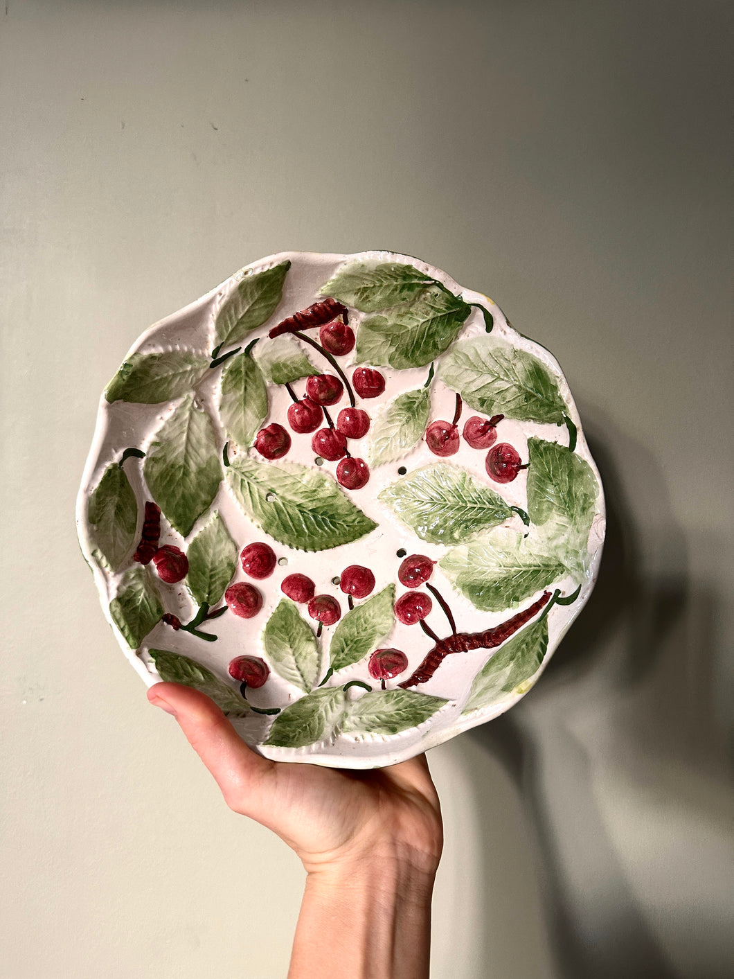 Antique Ceramic French Cherry Bowl