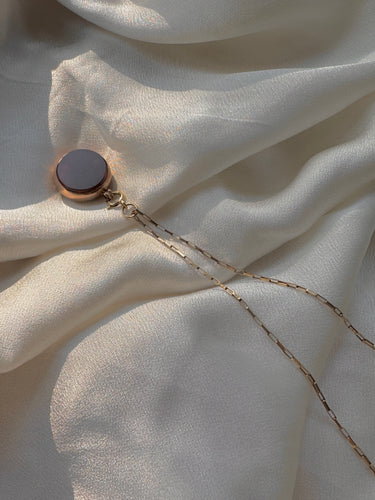 antique rose gold fob necklace
